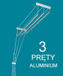 Потолочная сушилка 3 штанга алюминий ø16 мм круглый стержень