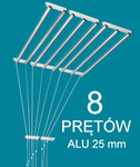 Потолочная сушилка 8 штанга алюминий ø25 мм круглый стержень