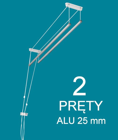 Suszarka sufitowa 2 prętowa aluminum ø25 mm