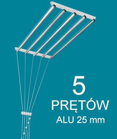 Suszarka sufitowa 5 prętowa aluminum ø25 mm